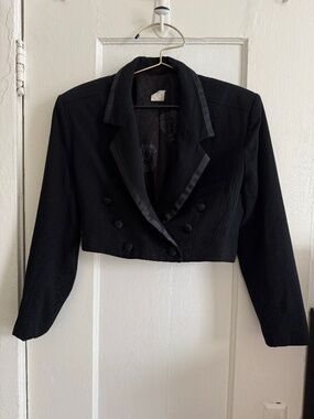Vintage 100% Wool Cropped Blazer Jacket